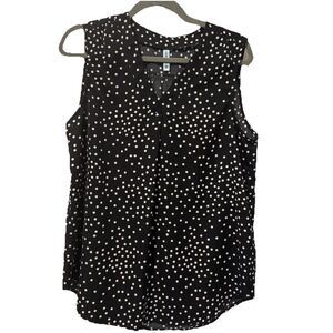 Black And White‎ Polka Dot Size Medium Sleeveless Dress Tank Blouse